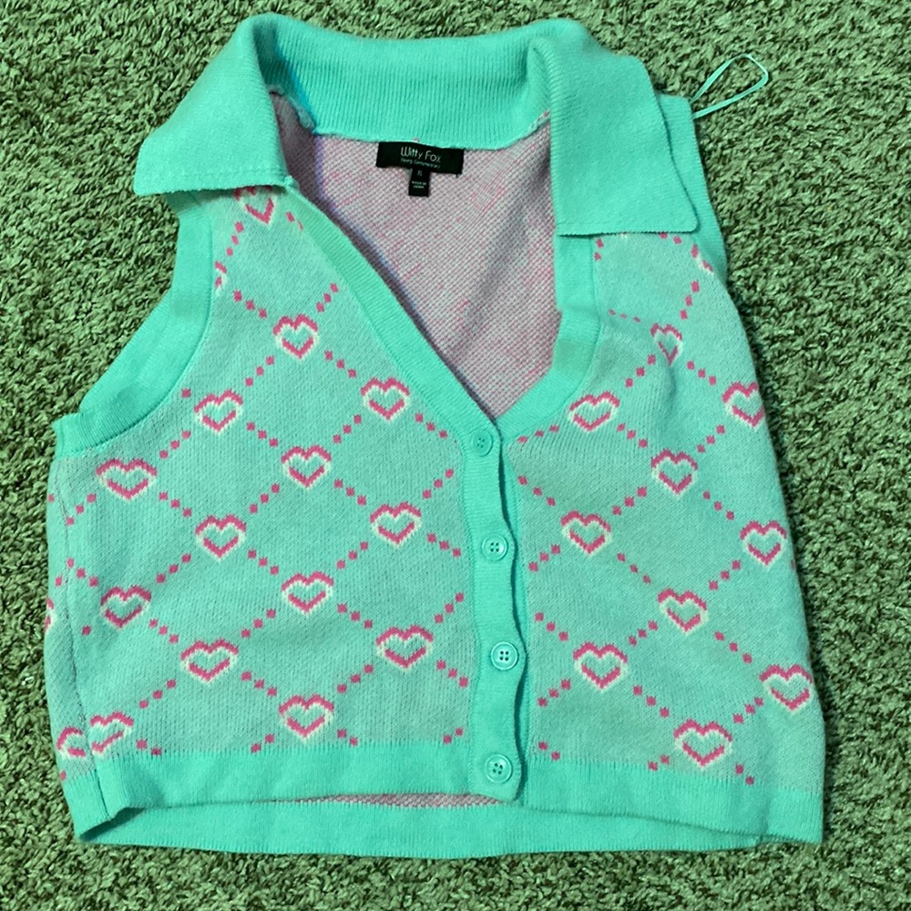 Blue,white and pink sweater vest brand new